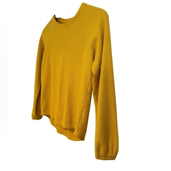 Cat & Jack Yellow Waffle Knit Shirt with Elastic Cuffed Sleeves Size L 10/12 ☀️ - Picture 3 of 13